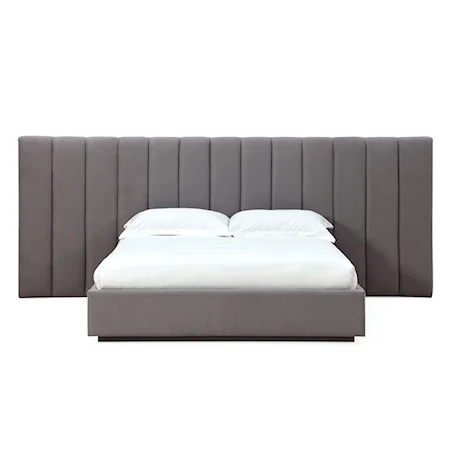 California King Upholstered Wall Bed in Stormy Night