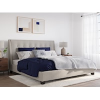 Full Upholstered Platform Bed in Putty