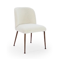Avery Upholstered Dining Chair in Ricotta Boucle and Bronze Metal