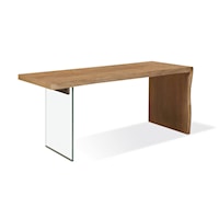 Contemporary White Oak and Glass Console Table