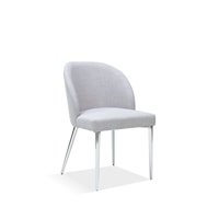 Upholstered Dining Chair in Shadow and Polished Stainless Steel