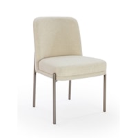 Dion Upholstered Dining Chair in Natural Light Linen and Brushed Nickel Metal