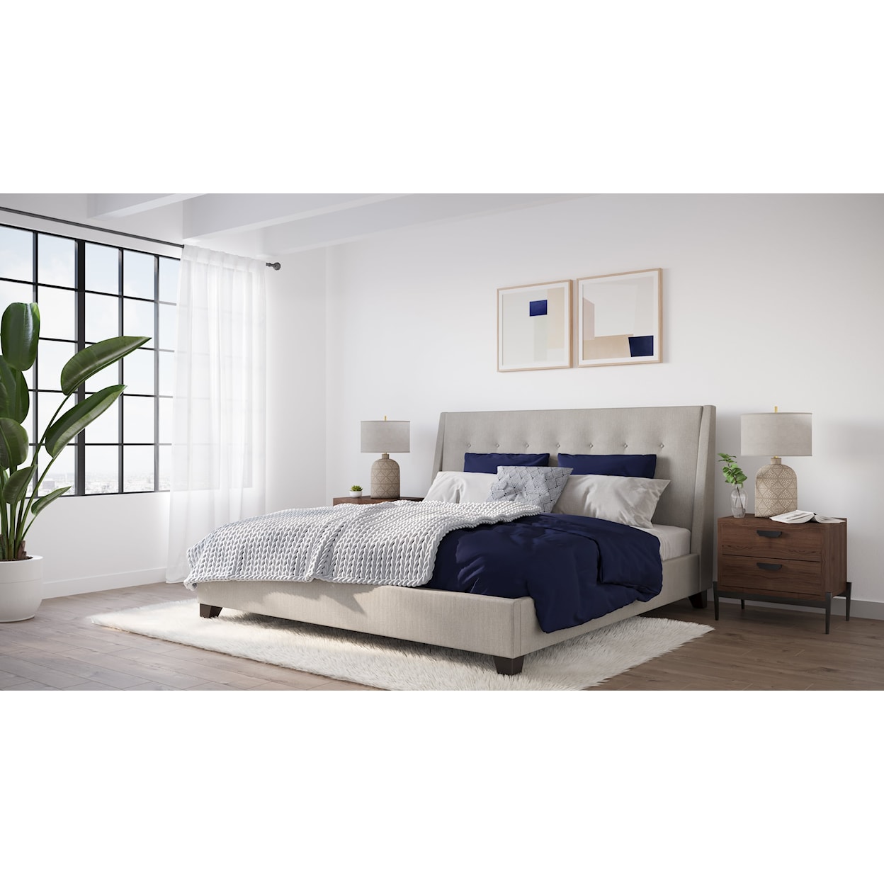 Modus International Madera California King Upholstered Platform Bed