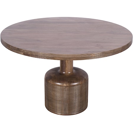 Modus International Kentfield 8ZU562 Wood and Metal Round Dining Table in  Black Drift Oak and Brass, Reeds Furniture