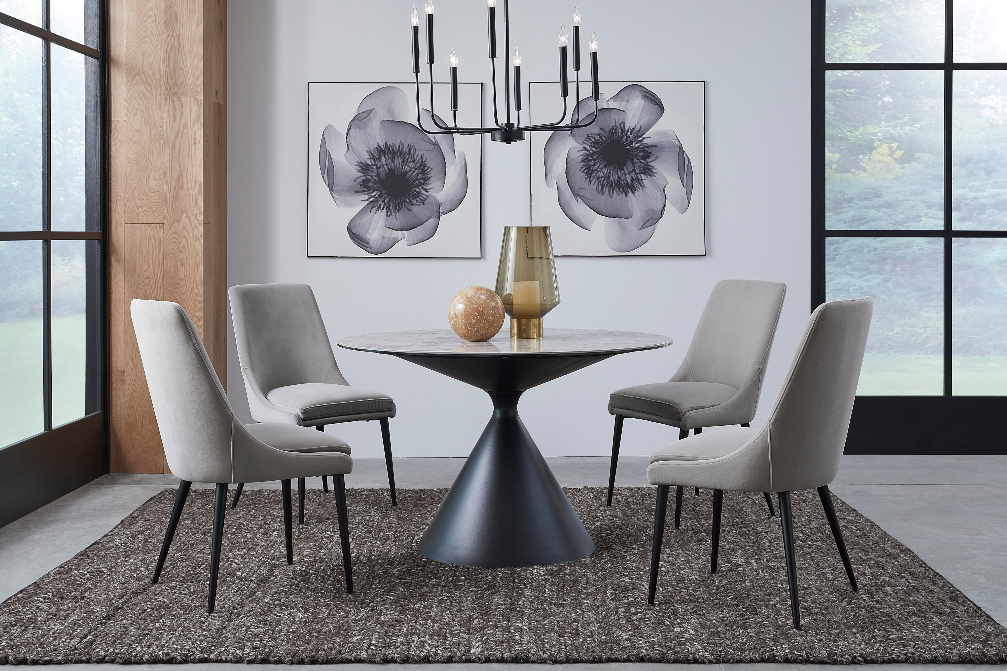 Modus Furniture Winston Stone Top Metal Base Round Dining Table