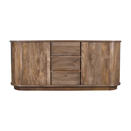 Mid-Century Modern Solid Wood 3-Drawer Sideboard