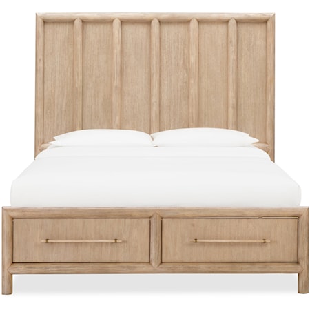 Contemporary Rustic California King Panel Storage Bed with 2 Drawers