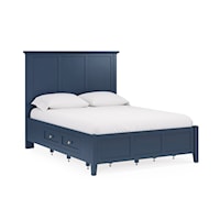 Contemporary Panel King Bed with 4-Storage Drawers