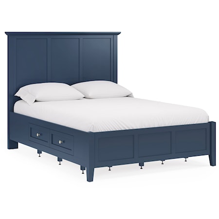 Contemporary Panel California King Bed with 4-Storage Drawers