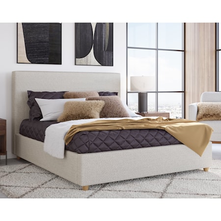 California King Upholstered Platform Bed in Ivory