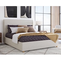 King Upholstered Platform Bed in Ivory