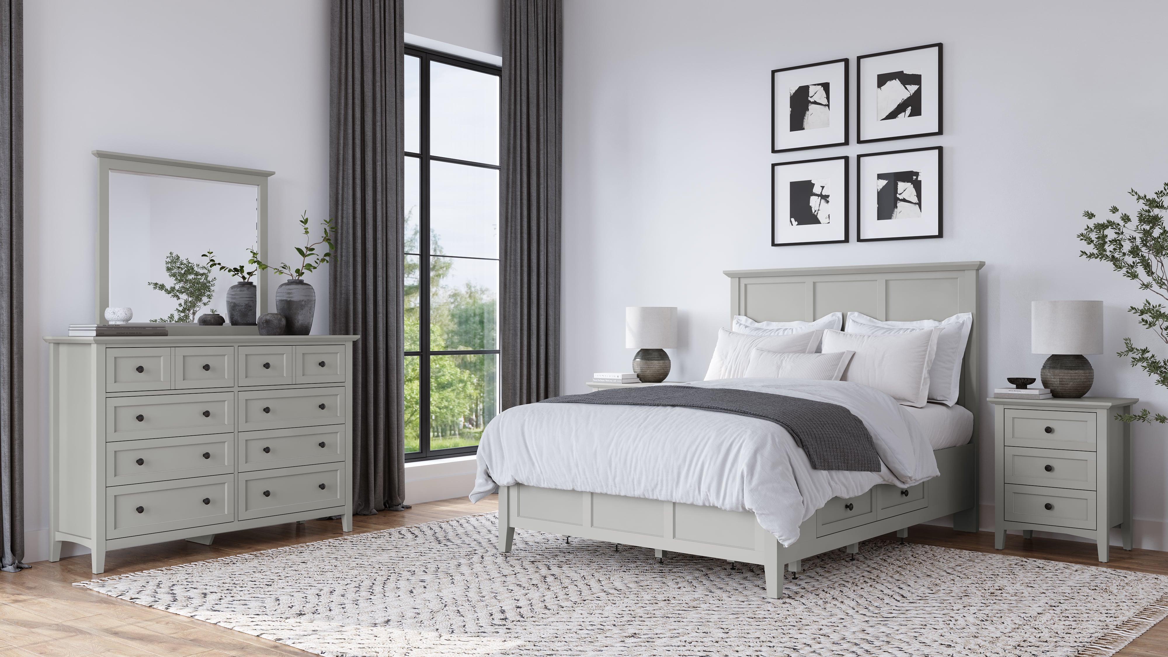 Modus Furniture Grace Elephant Grey Panel Queen Bed