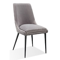 Upholstered Metal Leg Dining Chair in Goose and Black