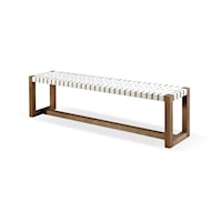 Coastal Woven Leather Dining Bench