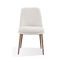 Wyatt Upholstered Dining Chair in Ricotta Boucle and Bronze Metal