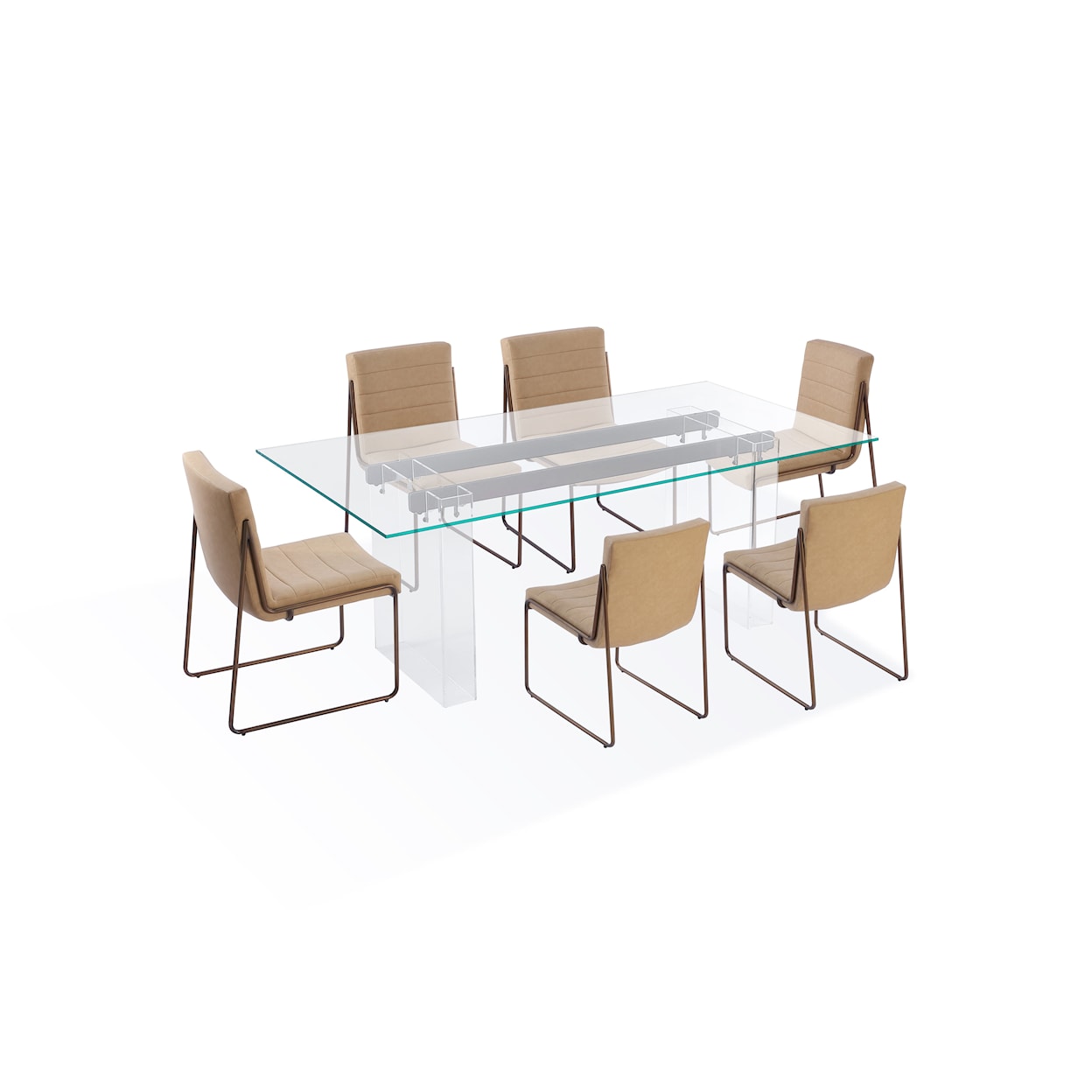 Modus International Crossroads 2.0 Moorea Double Pedestal Rect Dining Table