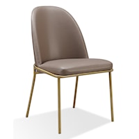 Leather Upholstered Metal Leg Dining Chair in Boots and Brass