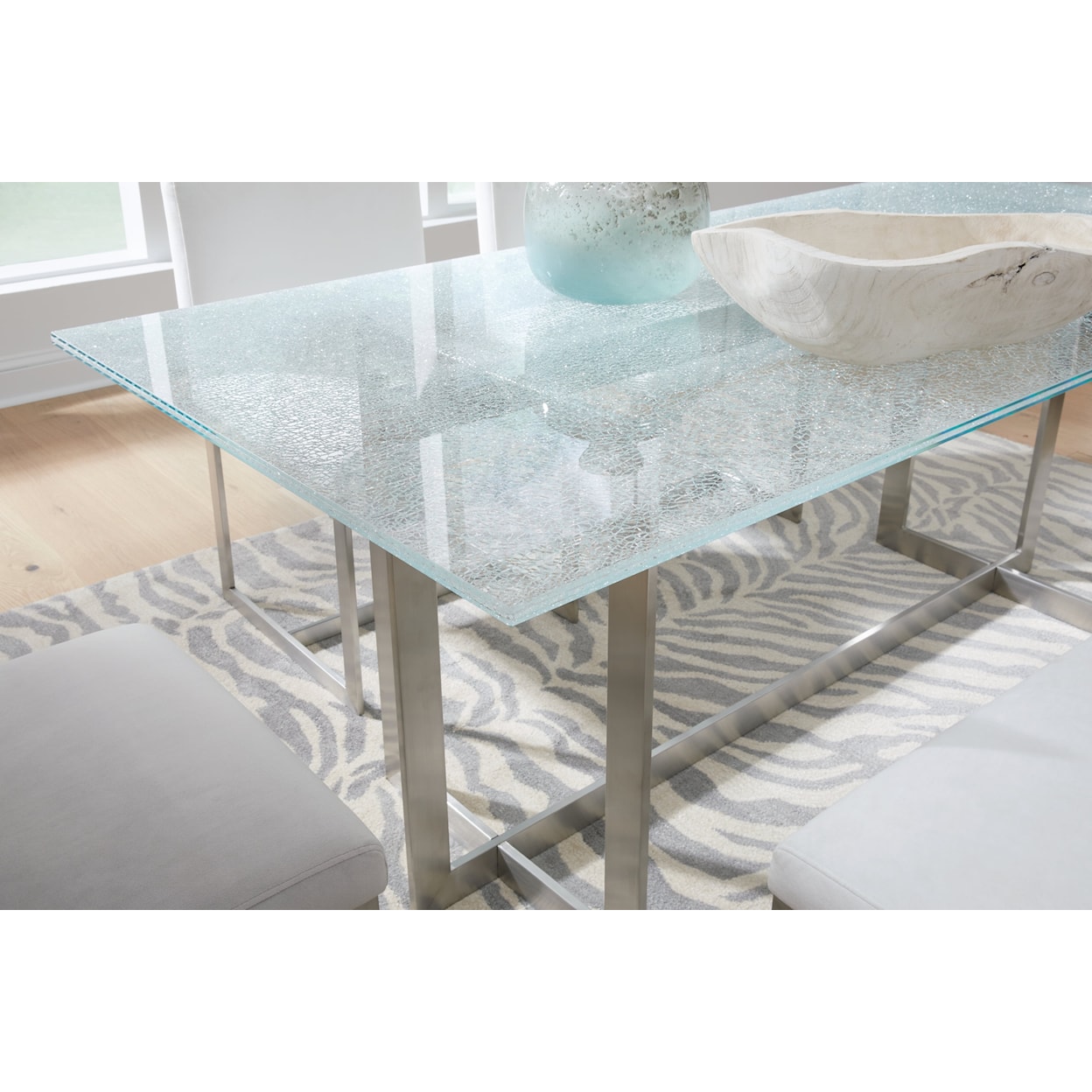 Modus International Eliza Cracked Glass Dining Table