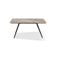 Double Extension Stone Top Metal Leg Dining Table In Rich Brown And Black