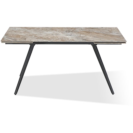 Double Ext Stone Top Metal Leg Dining Table