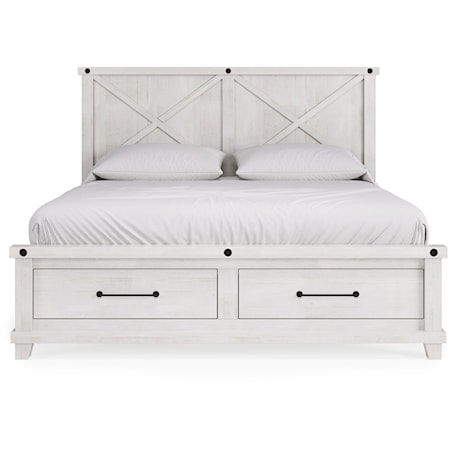 Cal King Solid Wood Footboard Storage Bed
