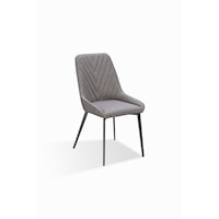 Metal Leg Upholstered Dining Chair In Anchor Gray Synthetic Leather And Gunmetal