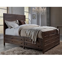 Rustic California King Storage Bed