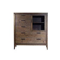 5-Drawer, 1-Door Walnut Sweater Chest in Wild Oats Brown