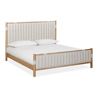 Queen Upholstered Panel Bed In Ginger & Brun Boucle