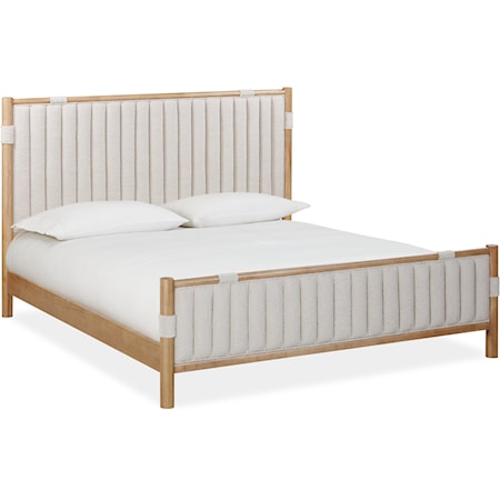 California King Upholstered Panel Bed In Ginger & Brun Boucle