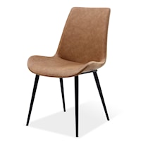 Upholstered Dining Chair in Buckskin Synthetic Leather and Black