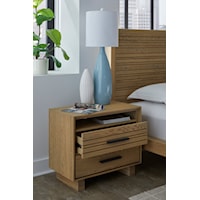 2-Drawer Nightstand w/ USB Charging in Blonde Oak