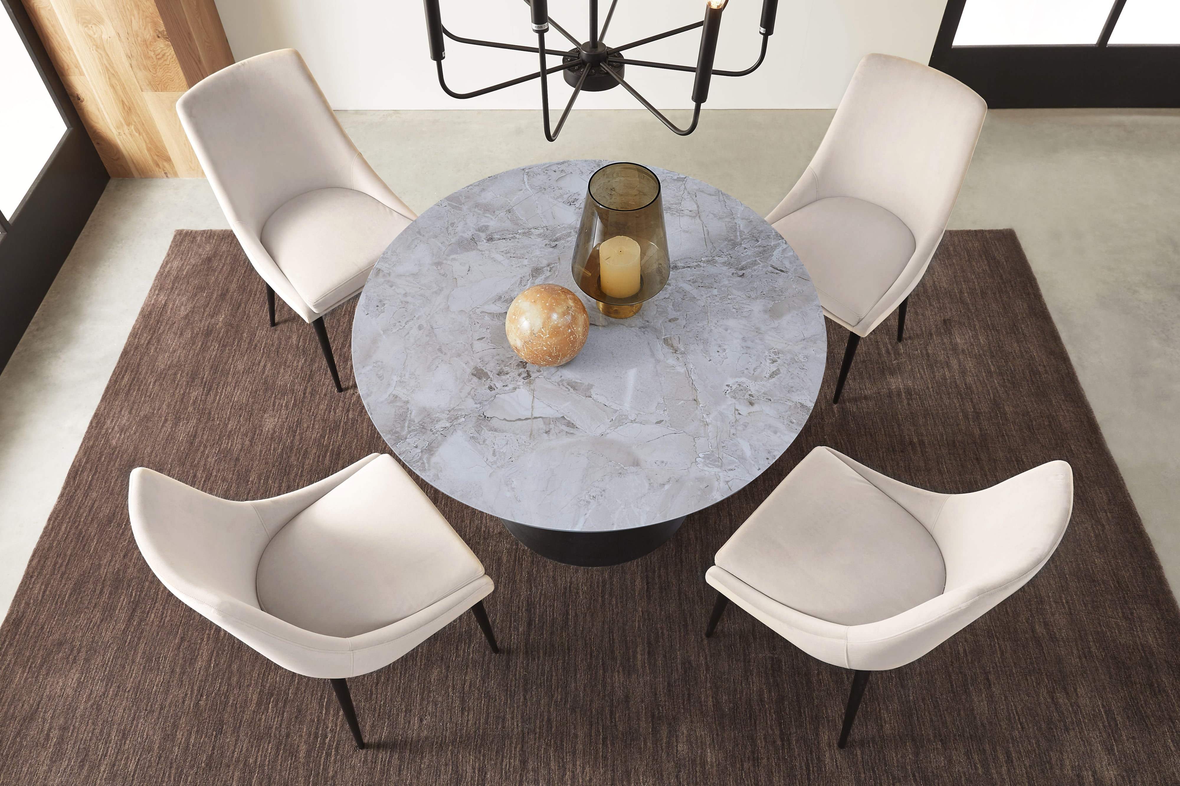 Modus Furniture Winston Stone Top Metal Base Round Dining Table