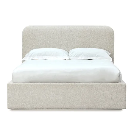 Queen Upholstered Platform Bed in Ricotta Boucle