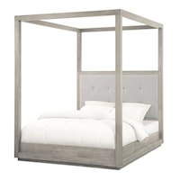 California King Canopy Bed with Upholstered Headboard