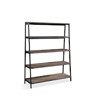 Wood and Metal Etagere Bookcase in Buckwheat and Antique Bronze