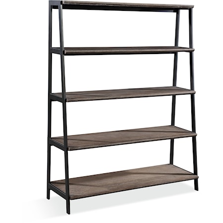 Wood and Metal Etagere Bookcase