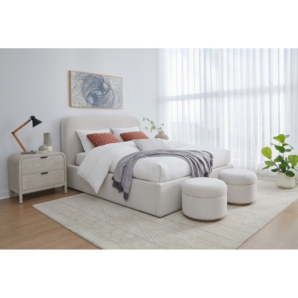 Modus International Off-White Full Upholstered Platform Bed