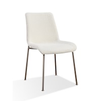 Jade Upholstered Dining Chair in Cottage Cheese Boucle and Brushed Nickel Metal