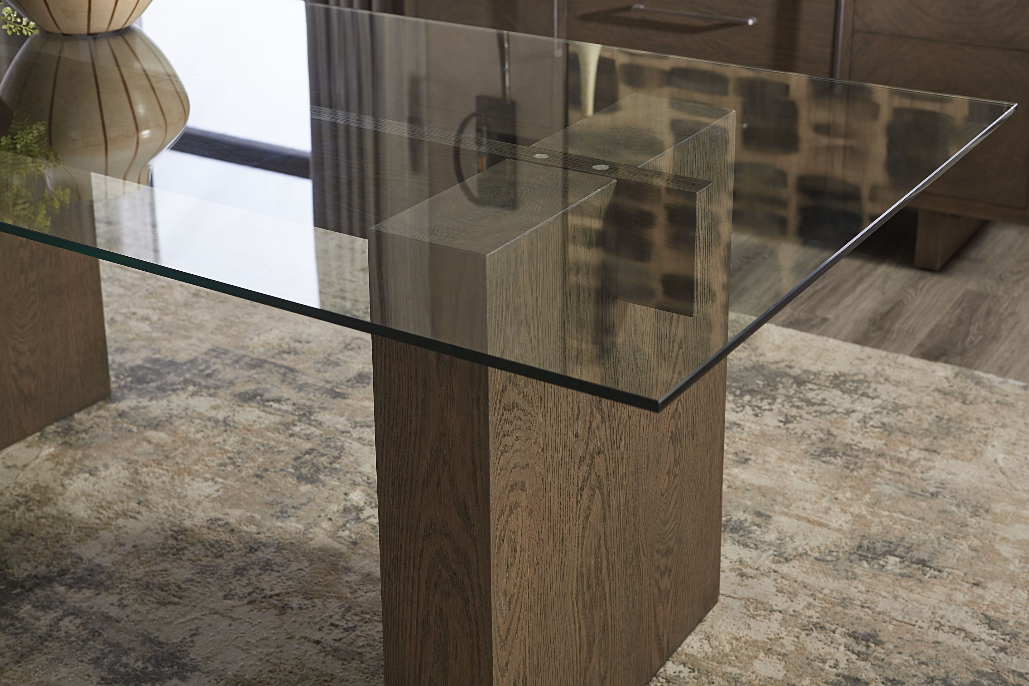 Modus Furniture Oakland Glass Table in Brunette