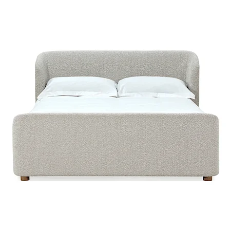 Queen Upholstered Platform Bed in Cotton Ball Boucle