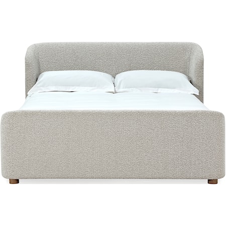 California King Upholstered Platform Bed in Cotton Ball Boucle