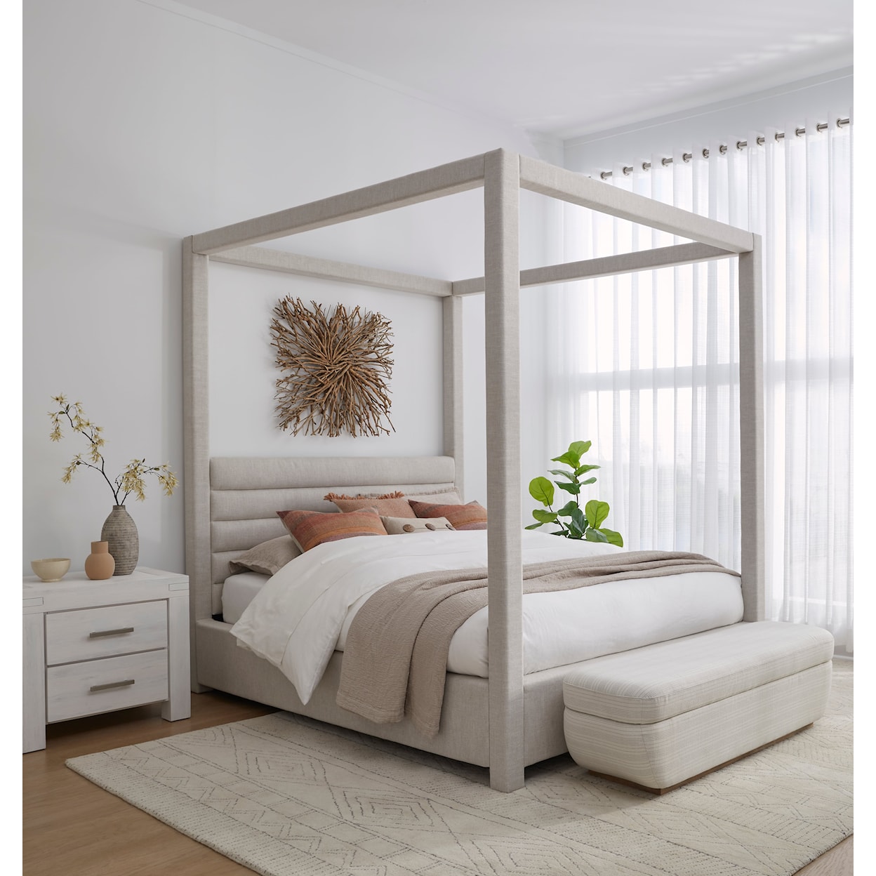 Modus International Rockford Queen Upholstered Canopy Bed
