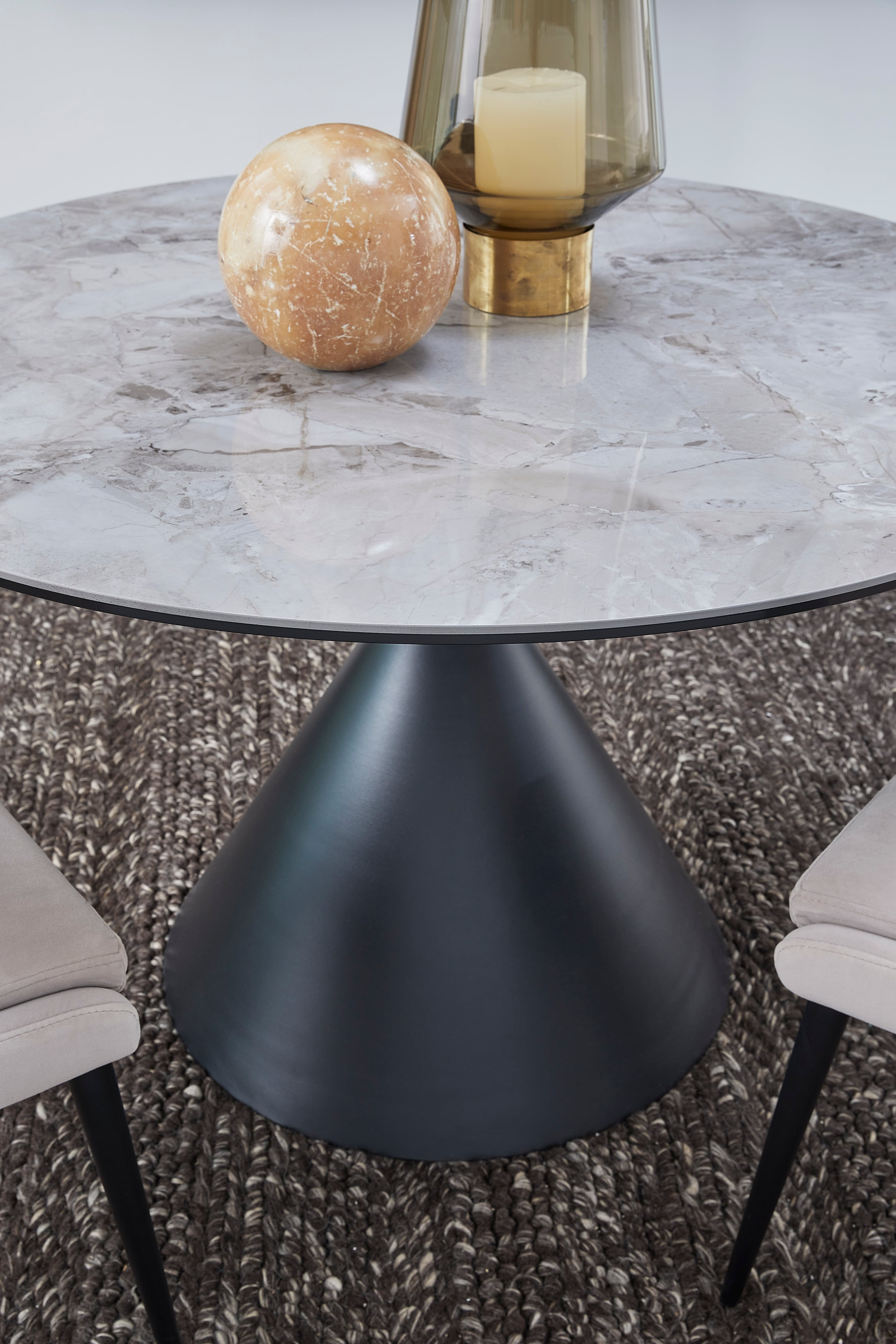 Modus Furniture Winston Stone Top Metal Base Round Dining Table