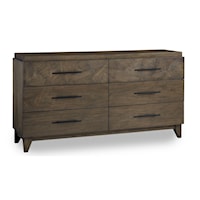 Mid-Century Modern 6-Drawer Dresser in Wild Oats Brown