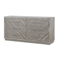Herringbone Solid Wood 6-Drawer Dresser in Rustic Latte