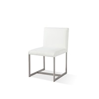 Upholstered Dining Chair in Pearl and Brushed Stainless Steel