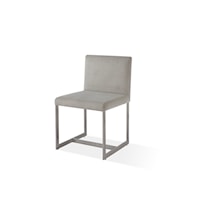 Upholstered Dining Chair in Dove and Brushed Stainless Steel