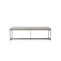 Upholstered Dining Bench in Dove and Brushed Stainless Steel