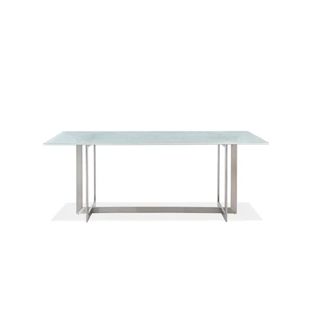 Cracked Glass Dining Table in Brushed Stainless Steel